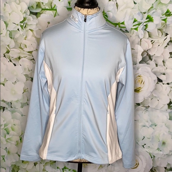 Ping Jackets & Blazers - Ping Airmail Light Blue And White Golf Jacket